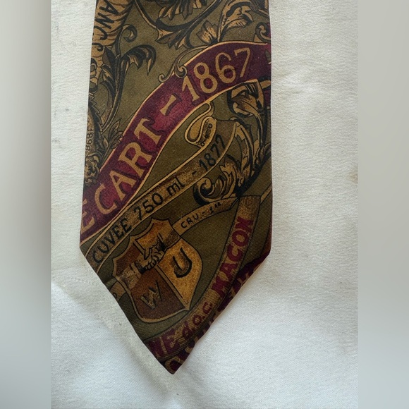 BRIAR men’s silk tie, excellent condition, beautiful fall green burgundy colors - Picture 6 of 7